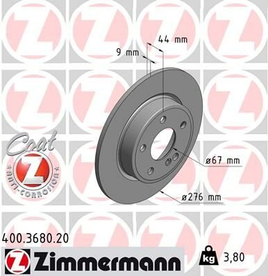 FREN DISKI ARKA MERCEDES W176 W246 C117-ZIMMERMANN 400.3680.20-A2464230012