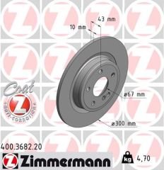 FREN DISKI ARKA MERCEDES SLK-CLASS R172 11-ZIMMERMANN 400.3682.20-A0004231612