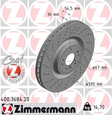 FREN DISKI ON 4-matic MERCEDES W166 X166 C292-ZIMMERMANN 400.3684.20-A1664211600