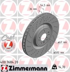 FREN DISKI ON 4-matic MERCEDES W166 X166 C292-ZIMMERMANN 400.3684.20-A1664211600