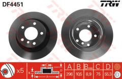 FREN DISKI ARKA BMW E81 E87 E90-TRW DF4451-34216855002