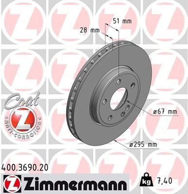 FREN DISKI ON MERCEDES W176 W246 C117 X117 X156-ZIMMERMANN 400.3690.20-A2464210112