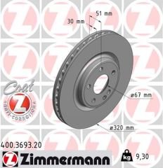 FREN DISKI ON MERCEDES W176 W246 C117 X117 X156-ZIMMERMANN 400.3693.20-A2464212612