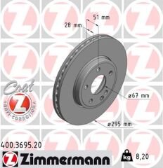 FREN DISKI ON MERCEDES W176 W246 C117 X117 X156-ZIMMERMANN 400.3695.20-A2464212412