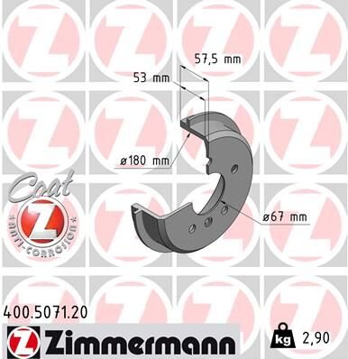 FREN KAMPANASI MERCEDES A-CLASS W168 97 04-ZIMMERMANN 400.5071.20-A1684230401