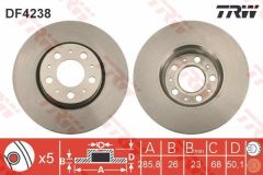 ÖN FREN AYNASI VOLVO S60 00-10 S80 98-06 V70 97-07 XC70 00-07 285x5DL KÜÇÜK TİP-TRW DF4238-272403-31262706