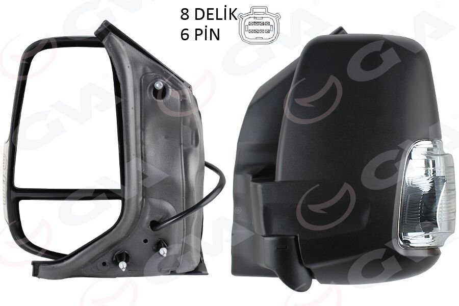 DIŞ DİKİZ AYNASI KISA KOL SOL ELEKTİRİKLİ BEYAZ SİNYALLİ REZİSTANSLI TRANSIT V363 14-GVA 1032113-BK3117683AG5JA6-BK3117683AH-1855237