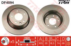 ARKA FREN AYNASI JAGUAR XJ XK Coupe 4.2 XK8-4.2 XKR 03/2006- -XK4.2 XK8 03/2006- 305 CAP HAVALI-TRW DF4094-JLM12428-JLM20342