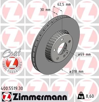 FREN DISKI ON MERCEDES C-CLASS W205 S205 C205 A205-ZIMMERMANN 400.5519.30-A0004212612