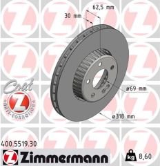 FREN DISKI ON MERCEDES C-CLASS W205 S205 C205 A205-ZIMMERMANN 400.5519.30-A0004212612