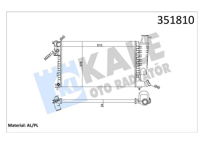 RADYATÖR AL/MKNK XSARA 1.4-1.6-1.8-2.0 98 00-ZX92 -PEUGEOT 306 1.4-1.6-1.8 97 98-KALE 351810-1330.45-1330.C7-1331.CS-9633070580