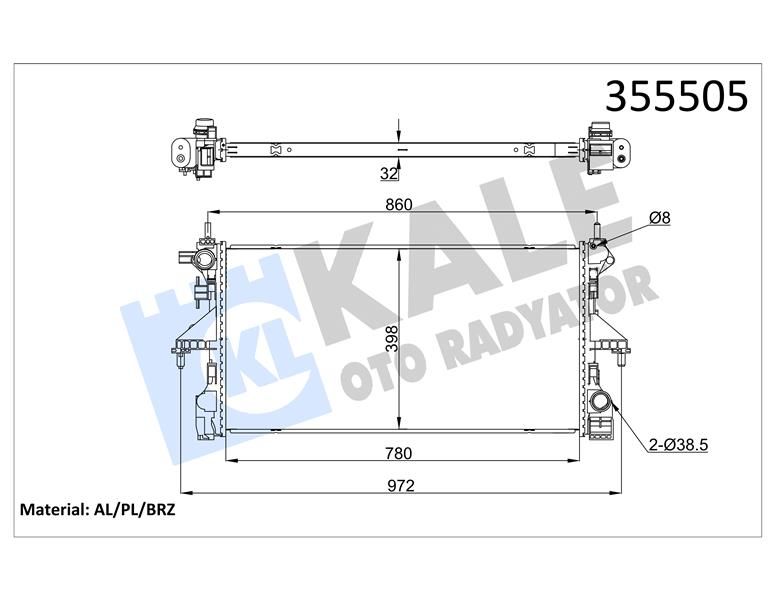 RADYATÖR BRAZING CITROEN JUMPER-PEUGEOT BOXER RADYATÖR-KALE 355505-1613996580-1629086780