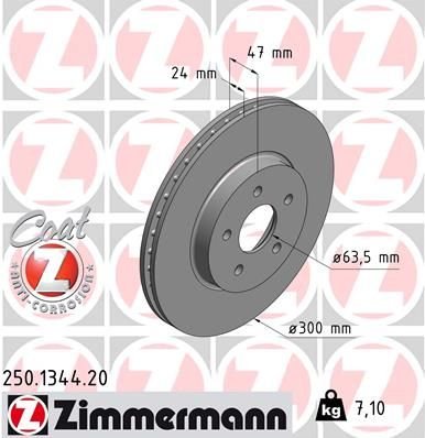 FREN DISK ON JAGUAR X-TYPE I X400 FORD MONDEO 3-ZIMMERMANN 250.1344.20-1321488 C2S4566