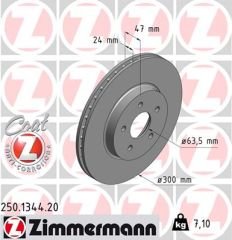 FREN DISK ON JAGUAR X-TYPE I X400 FORD MONDEO 3-ZIMMERMANN 250.1344.20-1321488 C2S4566