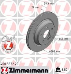 FREN DISKI ARKA MERCEDES S-CLASS W221 SL-CLASS R230-ZIMMERMANN 400.5532.20-A2304230412