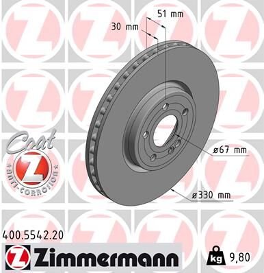 FREN DISKI ON MERCEDES W177 V177 W247 C118 X118 H247 X247-ZIMMERMANN 400.5542.20-A2474211912
