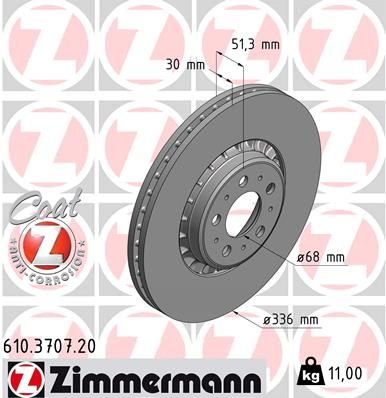 ÖN FREN AYNASI ADET VOLVO XC90 2.5T-D5-T6 2002-2010 17 JANT 336x30x5DLxHAVALI 986479202-DF4340S-ZIMMERMANN 610.3707.20-30657301-31262489