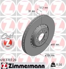 ÖN FREN AYNASI ADET VOLVO XC90 2.5T-D5-T6 2002-2010 17 JANT 336x30x5DLxHAVALI 986479202-DF4340S-ZIMMERMANN 610.3707.20-30657301-31262489
