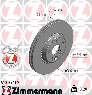 ON FREN DISK AYNASI HAVALI S60 II - 10 15 S80 II 08 14 V60 I 10 15 V70 III 10 15 XC70 II 07 14 V60 06 14 FORD S-MAX 10 15 GALAXY 10 15 2.0 ECOBOOST - 2.2 TDCI / FREELANDER 2 3.2-ZIMMERMANN 610.3711.20-6G9N2C375DC-1380046-LR027107