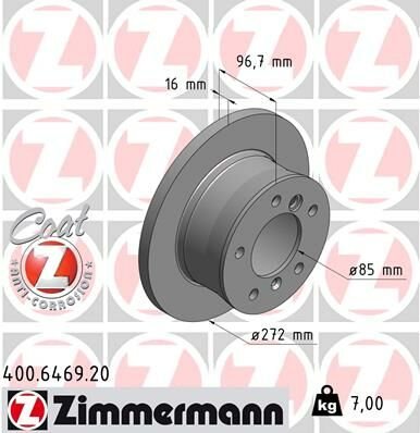 FREN DISKI ARKA MERCEDES SPRINTER B901 B904 . VW LT 28-35-46 TEK TEKER-ZIMMERMANN 400.6469.20-A9024230312-2D0615601A