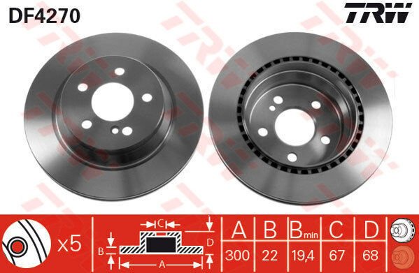 FREN DISKI ARKA MERCEDES W211 W212 S212 C218 C219 X204-TRW DF4270-A0004230912