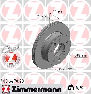 FREN DISKI ON MERCEDES SPRINTER B901 B904 . VW LT 28-35-46-ZIMMERMANN 400.6470.20-A9014210312-2D0407617