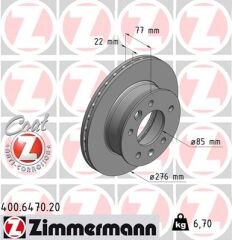 FREN DISKI ON MERCEDES SPRINTER B901 B904 . VW LT 28-35-46-ZIMMERMANN 400.6470.20-A9014210312-2D0407617