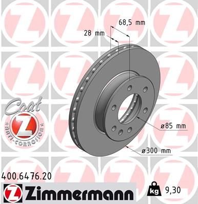 FREN DISKI ON MERCEDES SPRINTER B906 B907 B910 . VW CRAFTER 30-35-50-ZIMMERMANN 400.6476.20-A9104210100-2E0615301