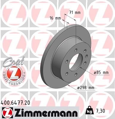 FREN DISKI ARKA MERCEDES SPRINTER B906 B907 B910 . VW CRAFTER 30-35-50-ZIMMERMANN 400.6477.20-A9064230012-2E0615601A