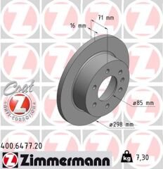 FREN DISKI ARKA MERCEDES SPRINTER B906 B907 B910 . VW CRAFTER 30-35-50-ZIMMERMANN 400.6477.20-A9064230012-2E0615601A