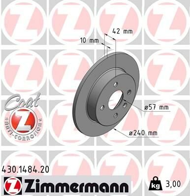 ARKA FREN AYNASI ASTRA G 98 - ASTRA H 04 MERIVA A 03 240x10x4DL DOLU 9117771-90498304-24432189-ZIMMERMANN 430.1484.20-569108-569111-9196587-95526642