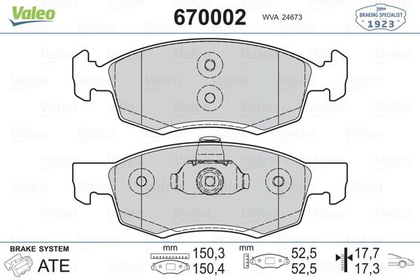 ÖN BALATA DACIA LOGAN 07 LOGAN PICK-UP 08 LOGAN EXPRESS 09 SANDERO 08 260x22-VALEO 670002-6001549803