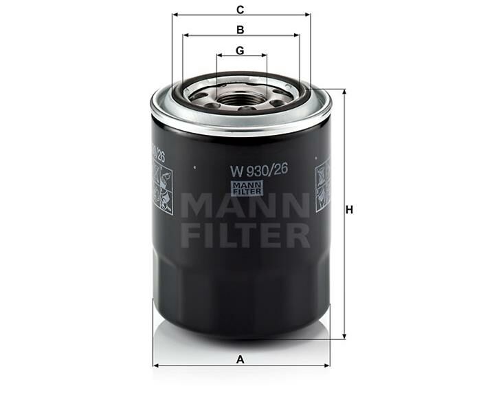 YAĞ FİLTRESİ H100 2.5 TCI-STAREX 97- 2.5 TDCI - H1 01- 2.5 CRDI W933.4-MANN W930.26.-2630042040-2630042030-K55114302