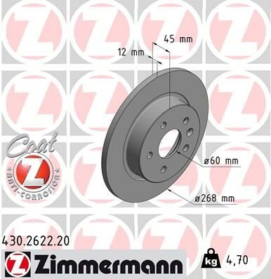 ARKA FREN AYNASI ASTRA J 09 MOKKA 13 CRUZE 09 AVEO 11 TRAX 12 268.5x12x5DL DOLU 569074-95527032-95527032-ZIMMERMANN 430.2622.20-569072-13502135-13502136-13505759