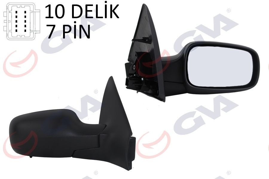 DIŞ DİKİZ AYNASI SAĞ MEGANE 02 ELEKTRİKLİ ISITMALI SENSÖRLÜ SİYAH KAPAK KONVEKS 7 FİŞ VM-138EHSR-GVA 1011130-7701054688-7701068375