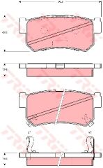 x ARKA BALATA DAEWOO MUSSO 2.2 TD-2.9 TD 99 SSANGYONG KORANDO 2.3-2.9TD 98 43.5x98.8x15.6-TRW GDB3382-4841305100-4841305101-4841305102