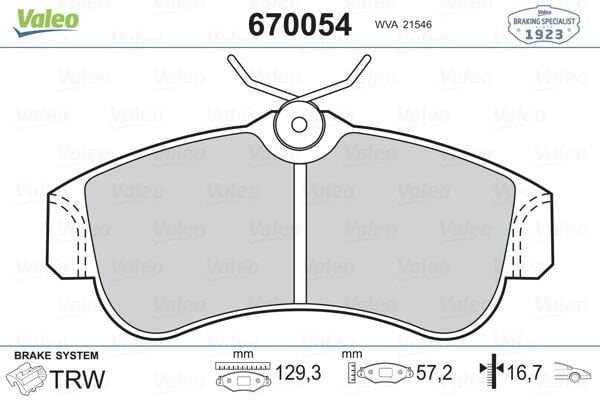 ÖN BALATA ALMERA II N16 1.5 1.8 2.0Dİ 00 1.5DCİ 03 PRIMERA P10 1.6 2.0GT 90-96 P11 1.6-VALEO 670054-410604M526-410604M525-410602F027