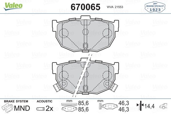 ARKA BALATA HYUNDAI ELENTRA II-III KIA CERATO 1.5 CRDİ NISSAN MAXIMA III 583022FA10-5830228A00-VALEO 670065-5820228A00-583021MA00-4406090E90