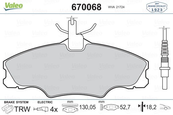 ÖN BALATA FİŞLİ P406 1.6 1.8 95/10.04 XANTIA XM-VALEO 670068-4251.31-4252.68