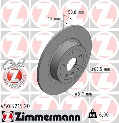 FREN DISKI ARKA RANGE ROVER EVOQUE L538 11 19-ZIMMERMANN 450.5215.20-LR072016