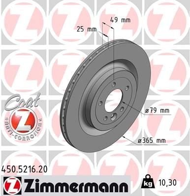 FREN DISKI ARKA 20 INC RANGE ROVER SPORT 2 L494 13 16 RANGE ROVER 4 VOGUE L405 12-ZIMMERMANN 450.5216.20-LR033303-LR161899-LR099038