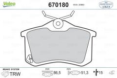 ARKA BALATA MGN II-LGN-GOLF III-IV-PASSAT III-POLO-C3-C4-P307-AUDI A3-A4 87x52.9x15mm-VALEO 670180-1H0698451F-4250.56-WVA20960