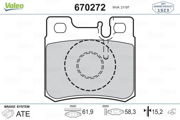 FREN BALATASI ARKA MERCEDES W201 W202 W210 W124 R170-VALEO 670272-A0054201720