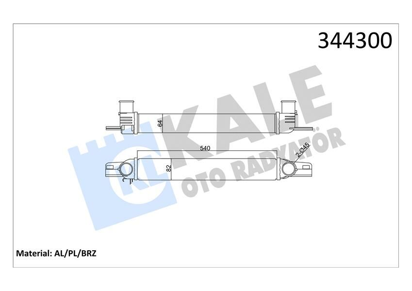 TURBO RADYATÖRÜ INTERCOLLER NEMO-BIPPER-FIORINO 1.3JTD-BIPPER-NEMO 1.4HDI 540x82x64 AL-PL-BRZ-KALE-0384.L7-51790623
