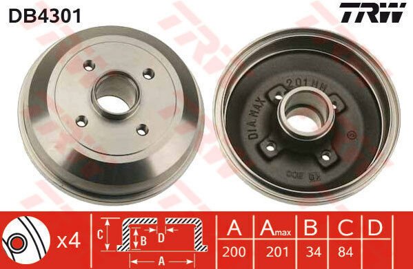 ARKA FREN KAMPANA CORSA C 01 11 ABS SİZ-TRW DB4301-9196287-418000-9004416-24401369