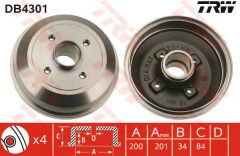 ARKA FREN KAMPANA CORSA C 01 11 ABS SİZ-TRW DB4301-9196287-418000-9004416-24401369