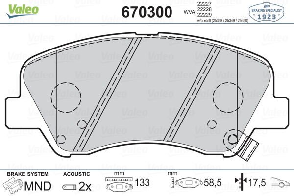 ÖN BALATA HYUNDAI ACCENT BLUE 1.4 1.6CRDİ 11 RIO 1.1 1.25 1.4 CVVT 1.4CRDİ 12-VALEO 670300-581011RA00-581011RA05-581011WA35