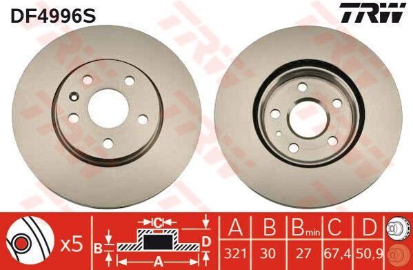 ÖN FREN AYNASI INSIGNIA A 08 SAAB 9-5 YS3G 10 17 JANT 321x30x5DLxHAVALI 13502214-569422-TRW-13579150-569083-13502214-569422