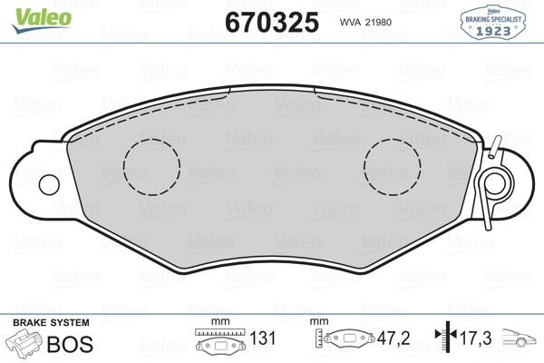 ÖN BALATA KNG 1.9D 97-03 -KNG 1.5DCİ 01-10 -XSARA 1.4İ-1.5D 97-05 130.8x47.4x18-VALEO 670325-7701208142-7701205996-7701205513