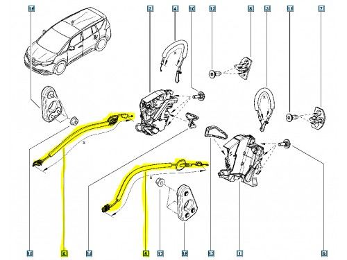 KAPI İÇ AÇMA TELİ KISA ARKA SAĞ-SOL MEGANE IV-MEGANE IV SEDAN-ESPACE V-OEK 825001717R-825001717R-825005940R